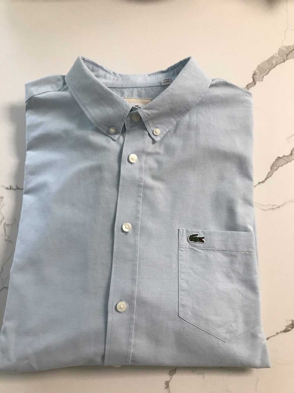 Lacoste Men's Light Blue Button-Down Oxford Shirt 2XL
